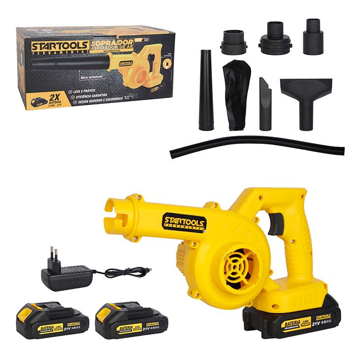 SR1175 - SOPRADOR /ASPIRADOR 260W DE AR P/JARDIM C/2 BATERIAS RECARREGAVEIS (21V) CX6