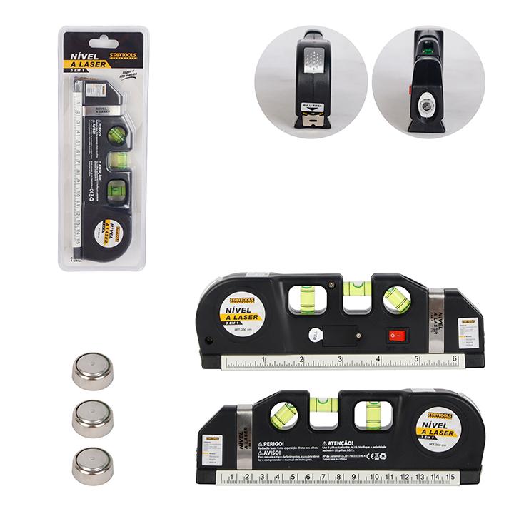 SR1287 - NIVEL A LASER 3 EM 1 COM REGUA E FITA METRICA CX12