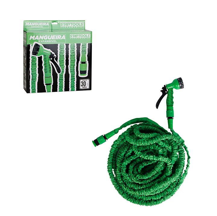 SR1094 - KIT MANGUEIRA EXPANSIVA P/ JARDIM 10 ATE 30M COM ESGUICHO JATO 7 FUNCOES CX12