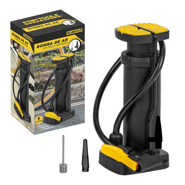 SR0604 - BOMBA DE AR MANUAL COM PEDAL E ADAPTADOR 2 BICOS CX18