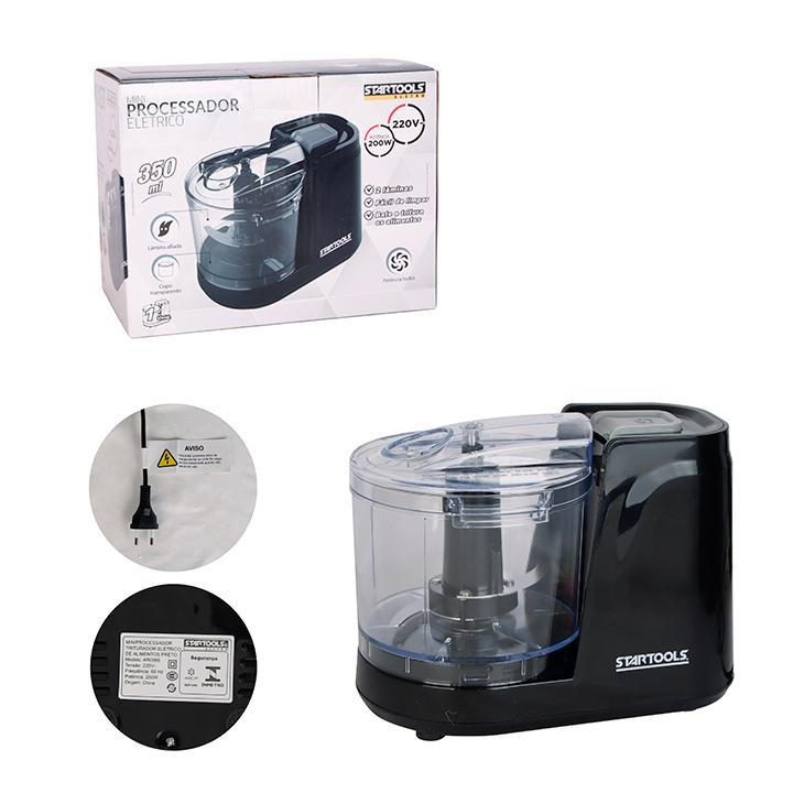 SR0988 - MINIPROCESSADOR 220V TRITURADOR ELÉTRICO DE ALIMENTOS PRETO 350MLCX6