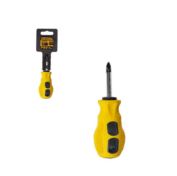 SR0470 - CHAVE PHILLIPS CABO EMBORRACHADO PRETO/AMARELO 1,5" -TOCO CX72 - 6X12