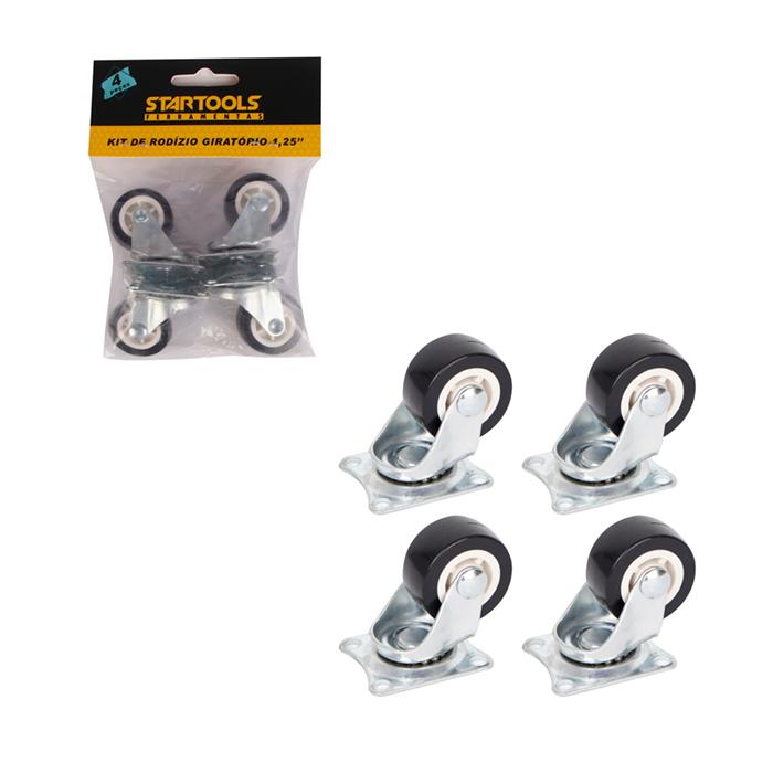 SR0484  - KIT DE RODIZIO GIRATORIO PU PRETO 1,25" C/4PCS CX24