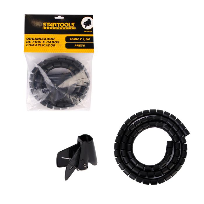 SR0527 - ORGANIZADOR DE FIOS E CABOS PLASTICO 20MMX1.5M PRETO C/APLICADO CX24