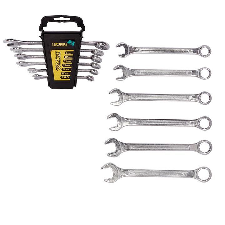 SR0706 - JOGO CHAVE COMBINADA C/6PCS 8,10,12,13,14,17MM CX12