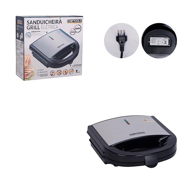 SR0765 - SANDUICHEIRA 220V  /GRILL ELETRICA 750W INOX CX4
