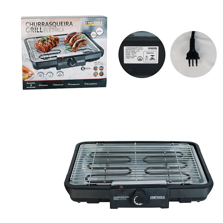 SR0999 - CHURRASQUEIRA  127V /GRILL ELETRICA 40.7X34.5M PRETA 2000W CX2