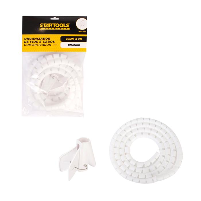 SR0528 - ORGANIZADOR DE FIOS E CABOS PLASTICO 20MMX2M BRANCO C/APLICADO CX24