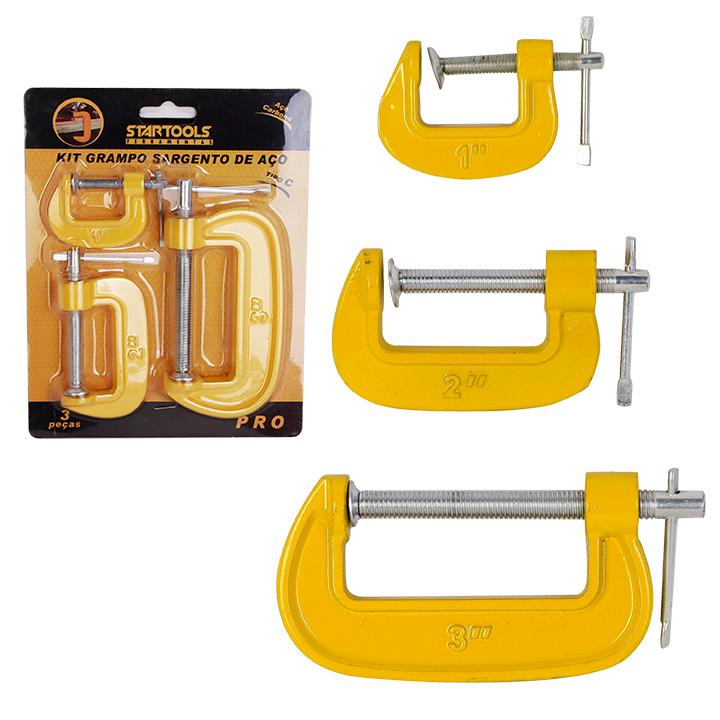 SR0634 - KIT GRAMPO SARGENTO DE ACO TIPO C 1'/2'/3' CX24 - 2X12