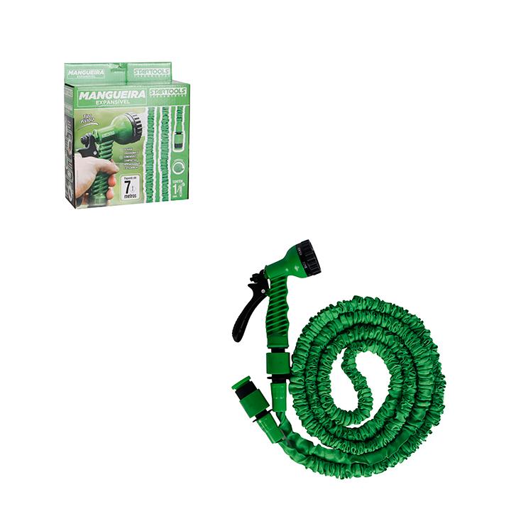 SR1093 - KIT MANGUEIRA EXPANSIVA P/ JARDIM 2,5 ATE 7 M COM ESGUICHO JATO 7 FUNCOES CX12