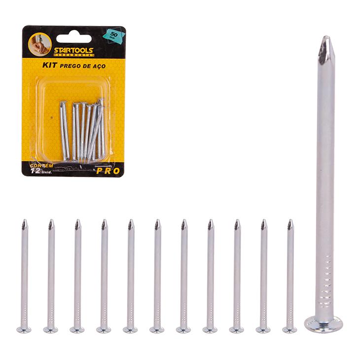SR0686 - KIT PREGO DE ACO C/12 PCS 2.4X50MM CX96 -  8X12