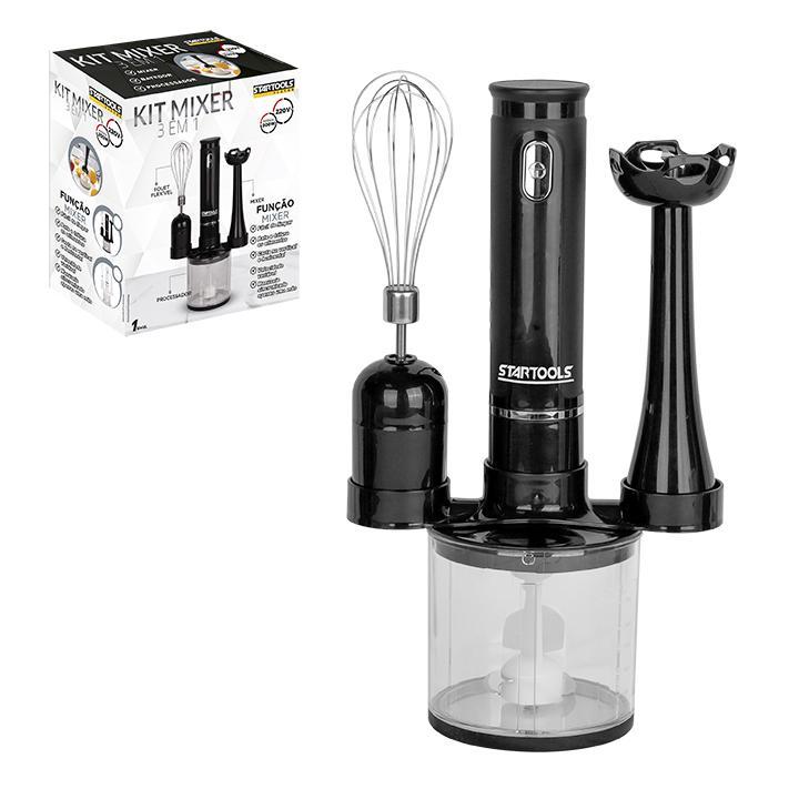 SR0891 - KIT MIXER 220V PROCESSADOR/BATEDOR 3 EM 1 PROFISSIONAL 200W 2 CORES(PRETO E BRANCO) CX6