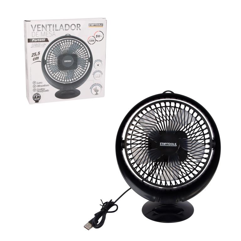 SR0957 - MINI VENTILADOR DE MESA 2 VELOCIDADES PORTATIL PRETO CABO USB CX12