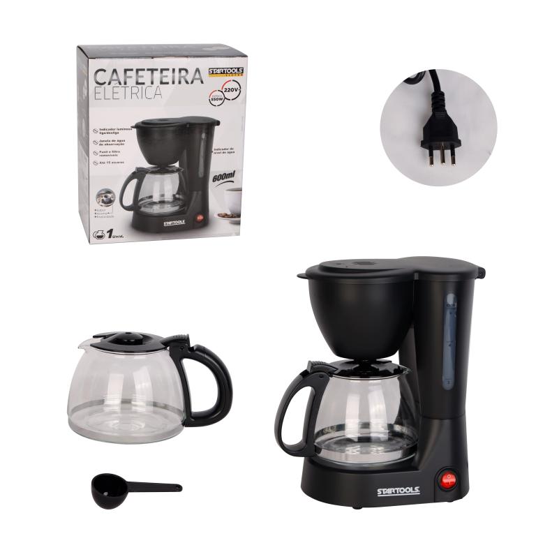 SR0878 - CAFETEIRA 220V ELETRICA PRETA 600ML 650W P/ 15 XICARAS C/JARRA DE VIDRO CX6