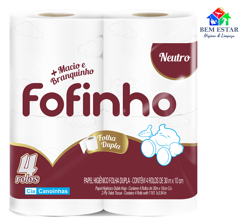 Papel Higiênico Fofinho Neutro Folha Dupla 4 Rolos