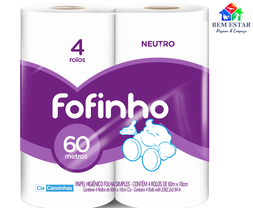 Papel Higiênico Fofinho Folhas Simples 60m 4rolos
