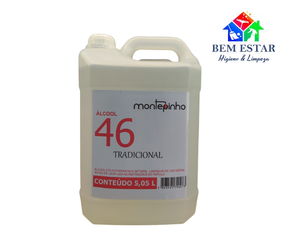 Álcool Etilico Hidratado 46° INPM 5 Litros - Montepinho
