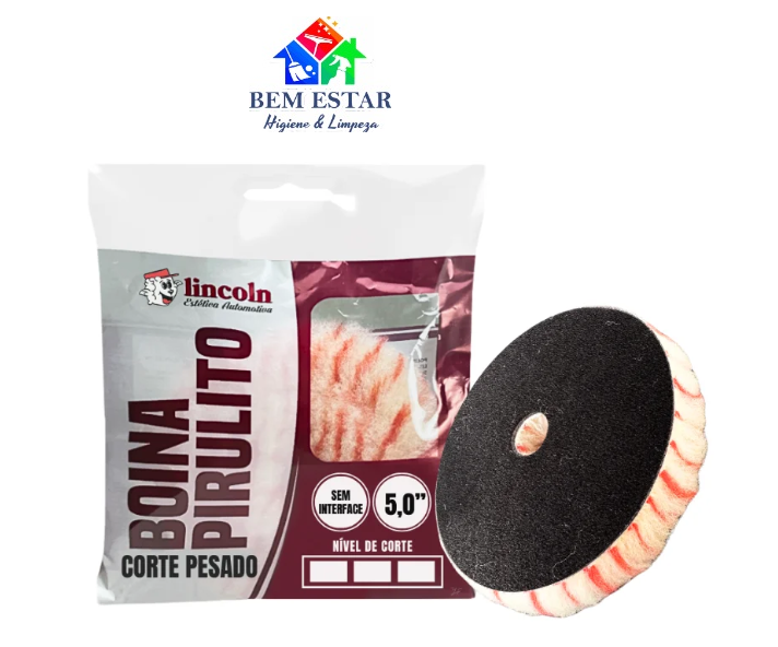 Boina De Lã Pirulito Power Corte Pesado Sem Interface (Listra Vermelha) 5" - Lincoln