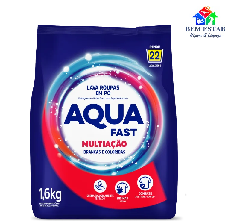 Lava Roupas Pó Multiação 1,6Kg - AquaFast