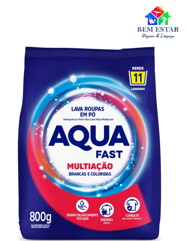 Lava Roupas Pó Multiação 800g - AquaFast