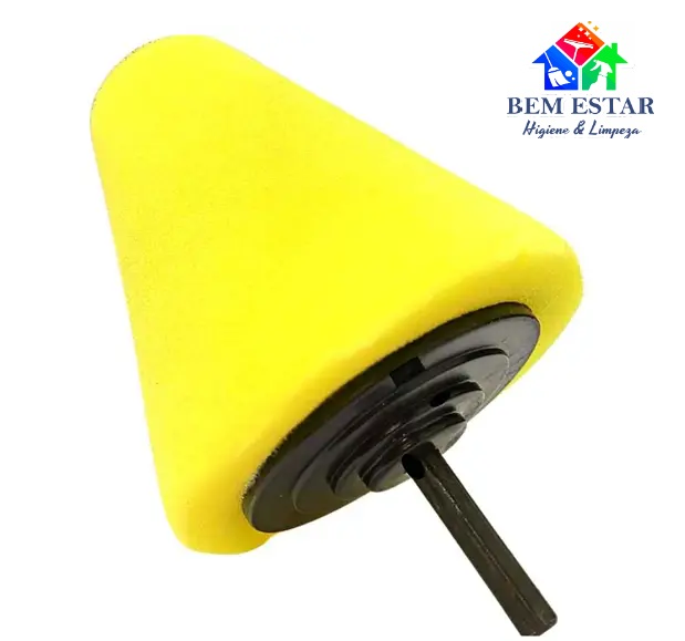 Cone Polimento de Rodas e Cantos 80mm Amarelo Médio (Eixo 6MM) - Sigma Tools