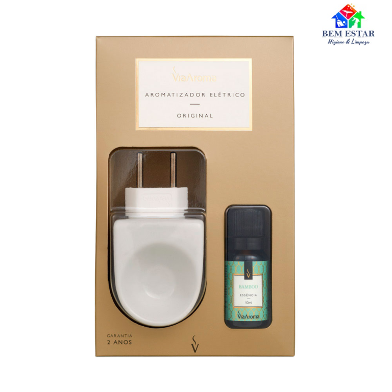 Kit Aromatizador Porcelana Original com  Essencia Bamboo 10ml - Via Aroma