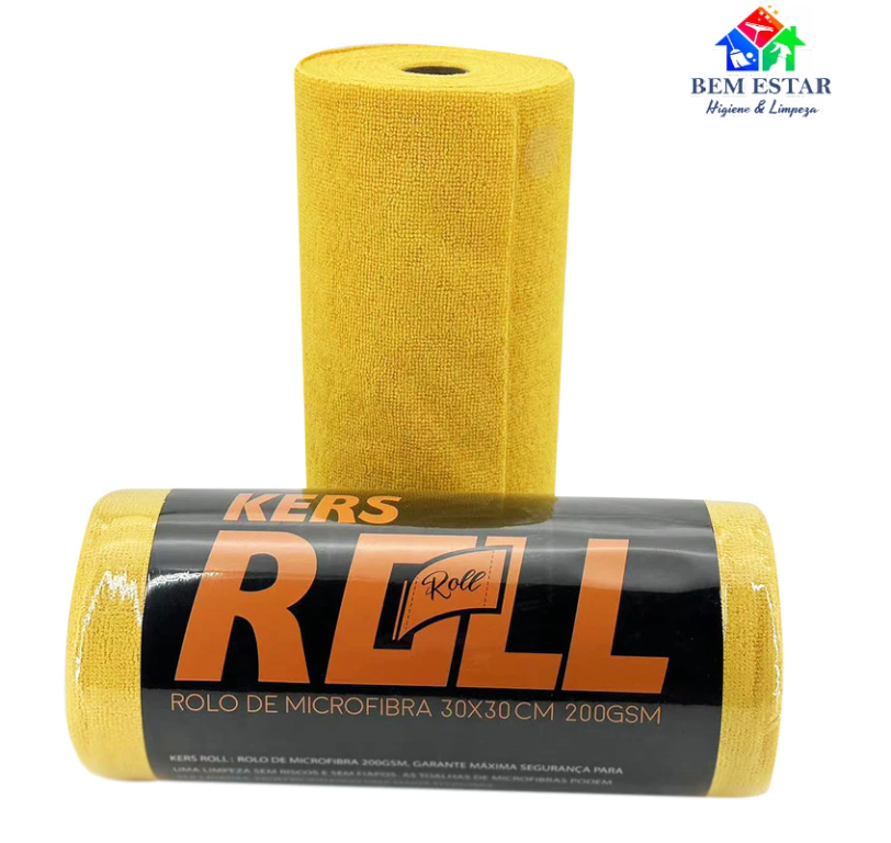 Rolo Toalhas Em Microfibra 30x30 200gsm 50un Amarela - Kers
