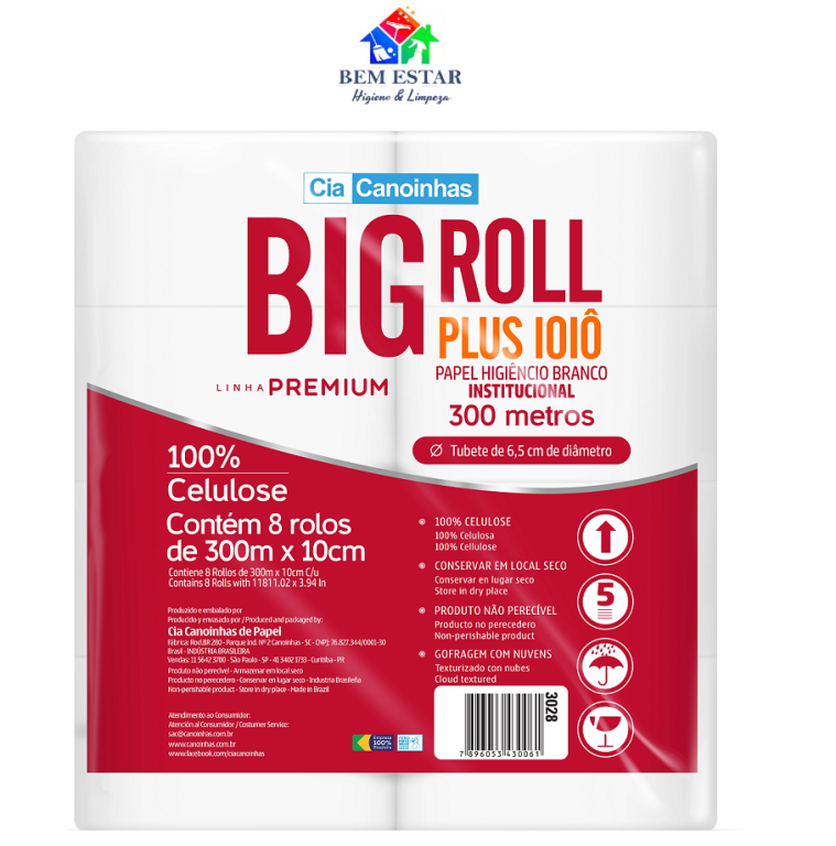 Papel Higienico Big Roll Plus IOIO 8Un 300mts