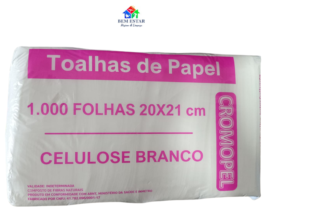 Kit Papel Toalha Interfolhas 5000 Folhas 20x21 Celulose Branco - Cromopel