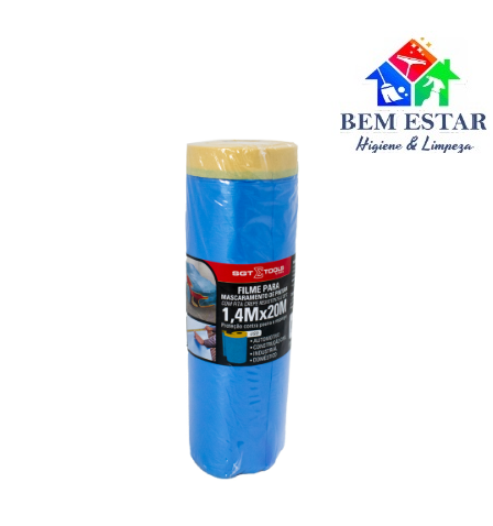Filme Mascaramento 1,4mx20M  Eletrostático com fita Resistente á 120Graus - Sigma Tools