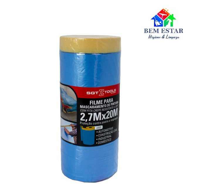 Filme Mascaramento 2,7mx20M  Eletrostático com fita Resistente á 120Graus - Sigma Tools