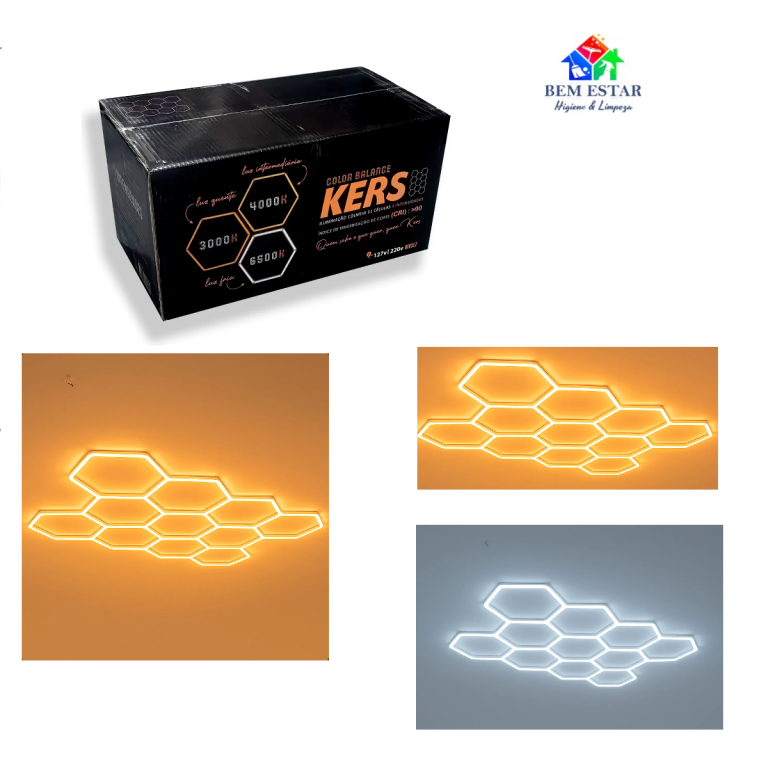 Iluminação Colméia Color Balance 11 Celulas Bivolt modelo Policarbonato  3205x2347mm 6500k/4000k/3000k - Kers