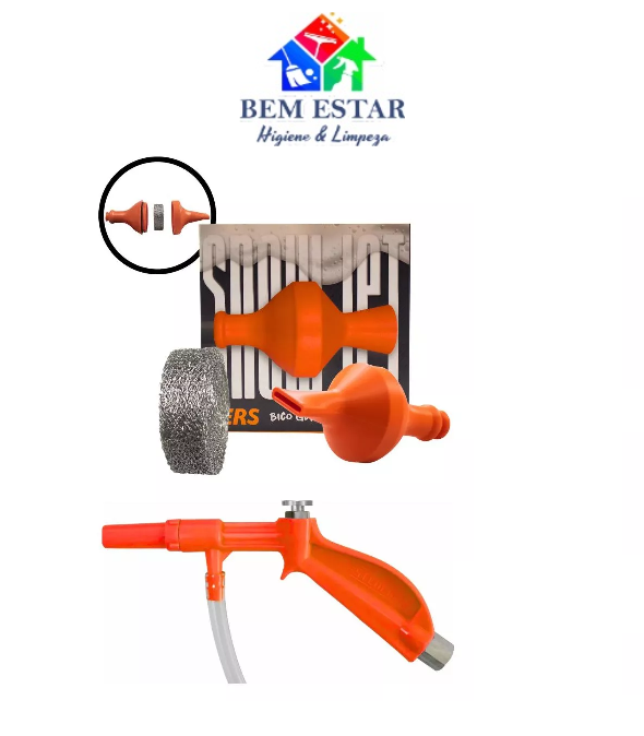 Kit Pulverizador Plastico com Bico Longo Cor Laranja + Snow Jet + Filtro Eterno