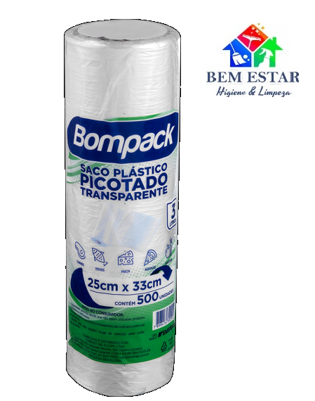 Bobina Plástica 3kg p/ Freezer/Microondas 25x33cm 500UN - Bompack