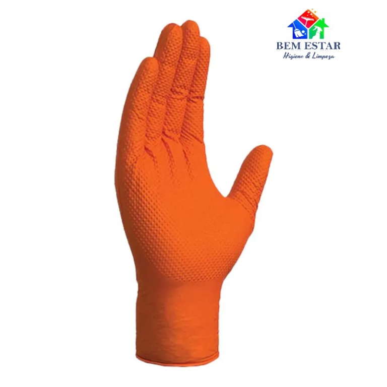 Luva Nitrílica Descartável Laranja Diamond G Nº9 (caixa com 50 Un) - Wurth