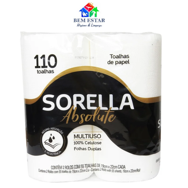 Papel Toalha Folhas Duplas 2 Rolos Sorella Absolute - Cia Canoinhas