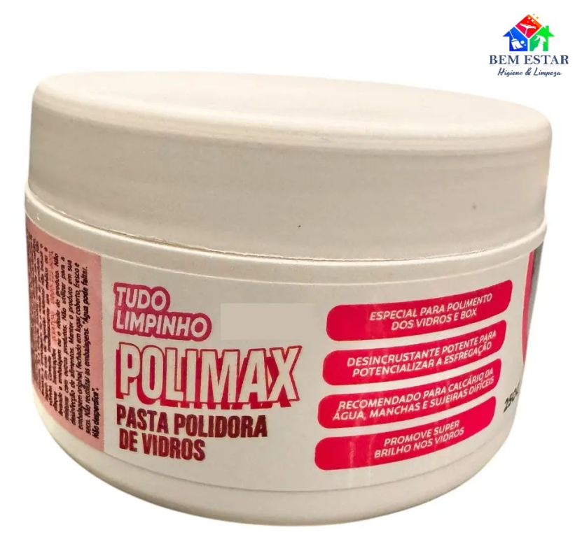 Pasta Polidora de Vidro e Inox Polimax 250g - Tudo Limpinho