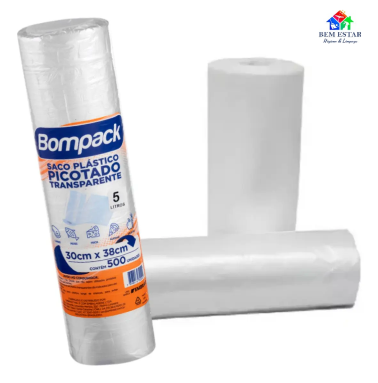 Bobina Plástica 5kg p/ Freezer/Microondas 30x38cm 500UN - Bompack