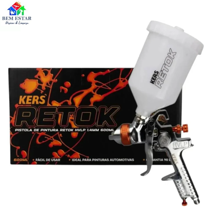 Pistola de Pintura Retok HVLP 1.4mm 600ml - Kers