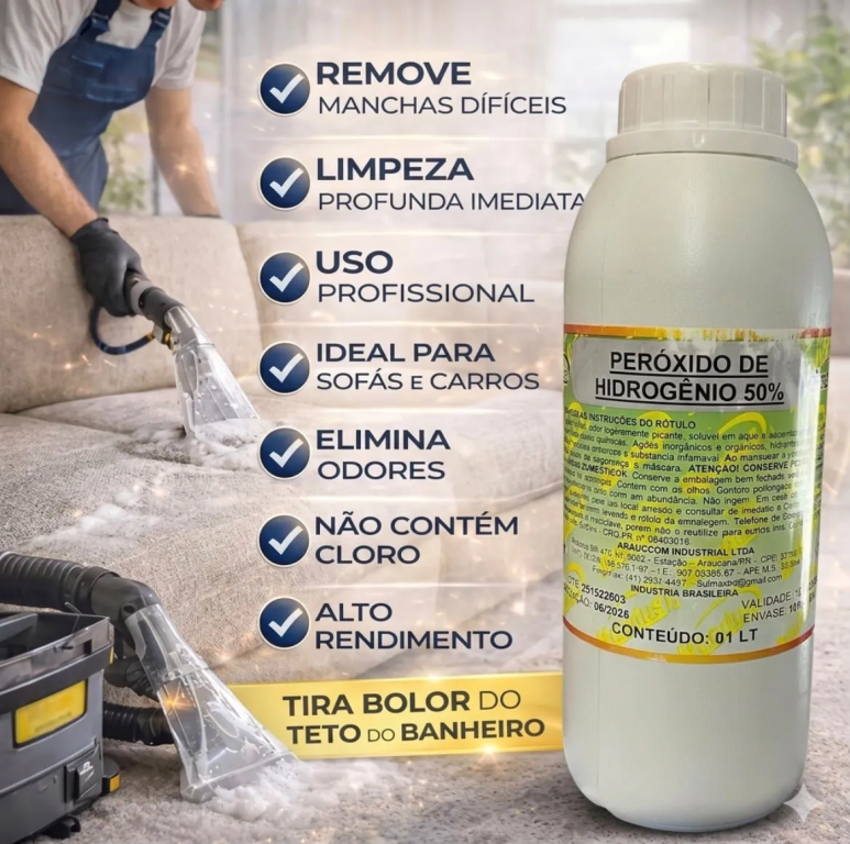 Peróxido de Hidrogênio 50% 200v 1L - Mundus