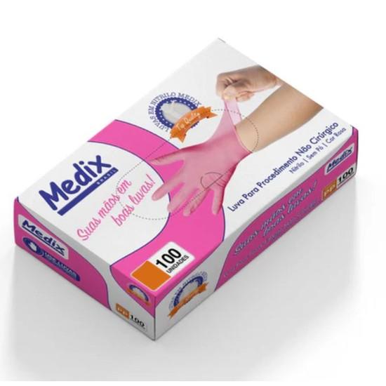 LUVA NITRILICA ROSA P MEDIX
