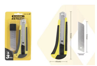 ESTILETE COM REFIL 3 LAMINAS PROFISSIONAL COM TRAVA BOMVIK