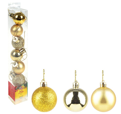 Enfeite Bola de Natal Dourada 3cm Com 7 Un
