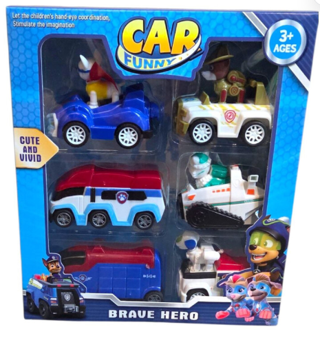 Encartelado Patrulha Canina Com 6 Carrinhos