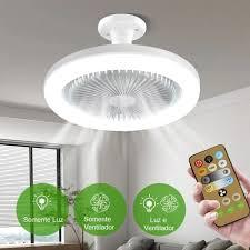Lampada Ventilador Teto Led Controle Remoto E27 Ajustavel 36 Cor Da Luz Quente Neutro E Frio Bivolt