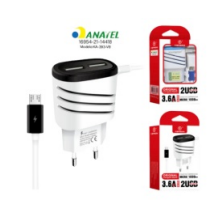 Carregador De Celular V8 Rapido 2USB 3.6A Kapbom