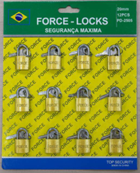 CADEADO CARTELA 20MM COM 12PÇS FORCE LOCKS