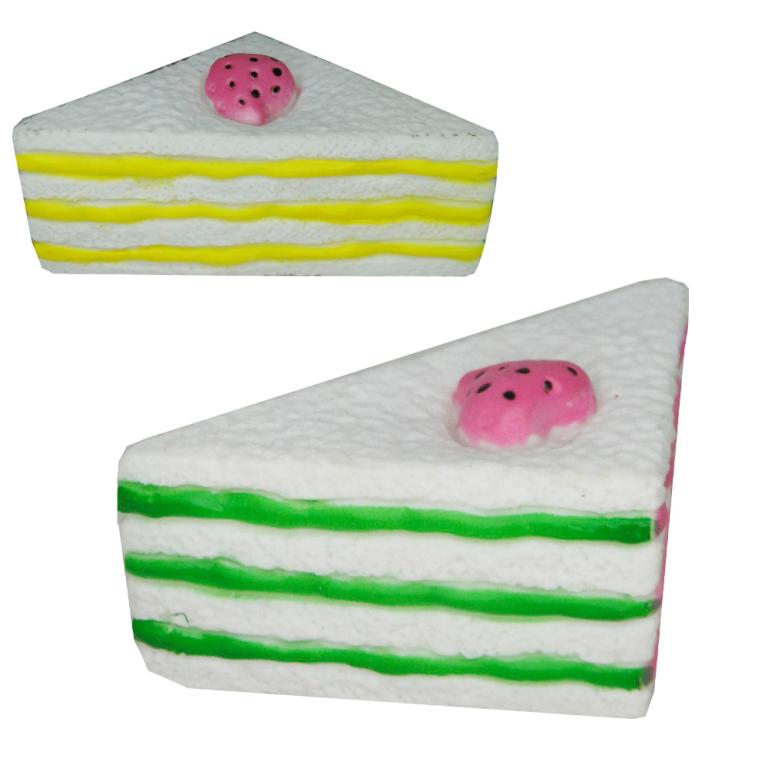 Mordedor Pet Fatia De Bolo De Borracha Com Som 11cm