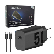 Carregador Motorola Turbo Power 50W Cabo USB C  e USB