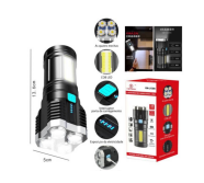 Lanterna Led Recarregavel Zoom de Foco Ajustavel Longo Alcance C/ Iluminaçao Lateral